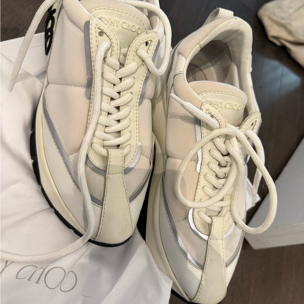 Jimmy Choo Cream and White Sneakers